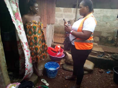 A member of FEDURP CODOHSAPA researching relocation options in Freetown