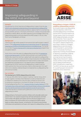 Improving safeguarding in ARISE Story of Change