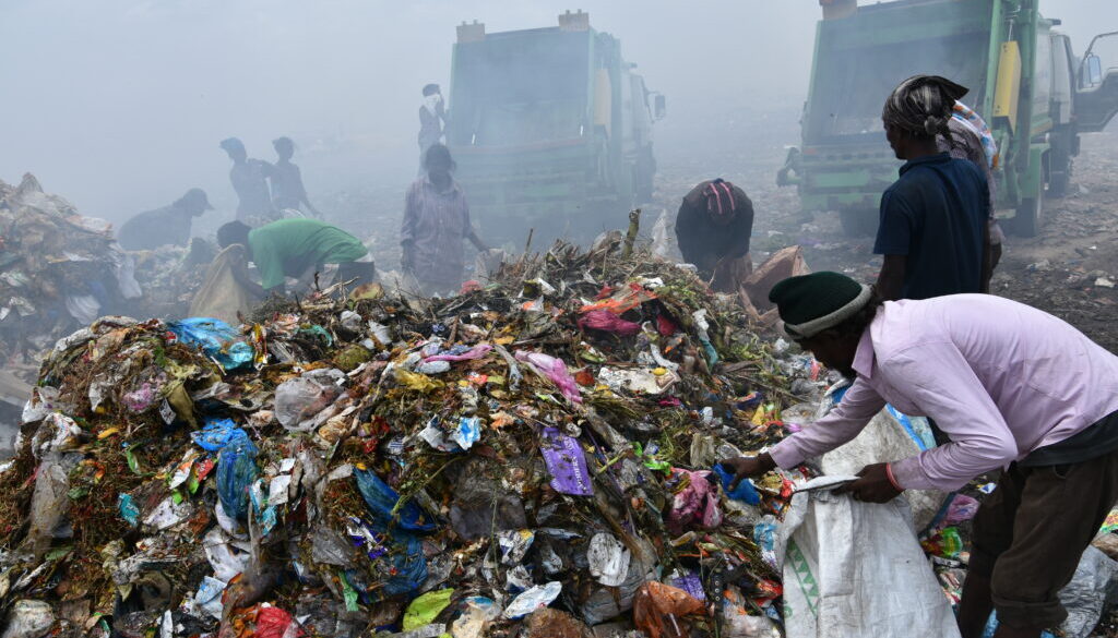 Piles of plastic on a dump site