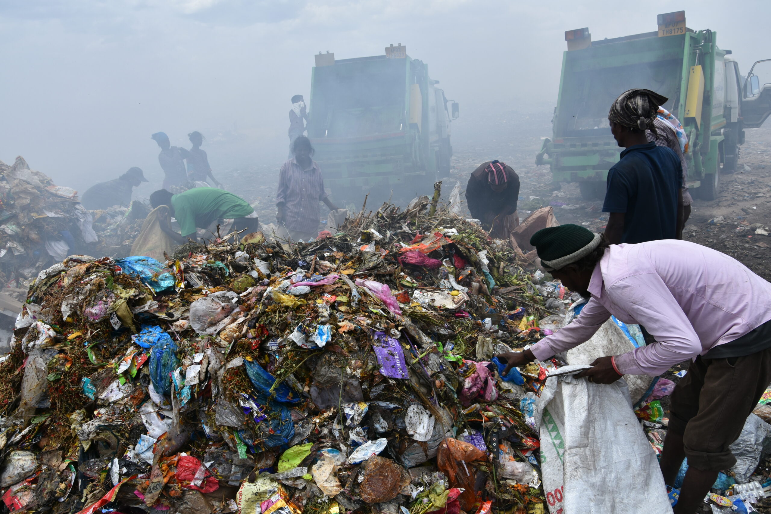 Piles of plastic on a dump site