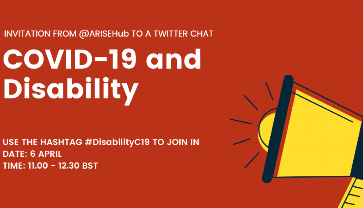 COVID-19 and Disability Invite containing date and time of the Chat