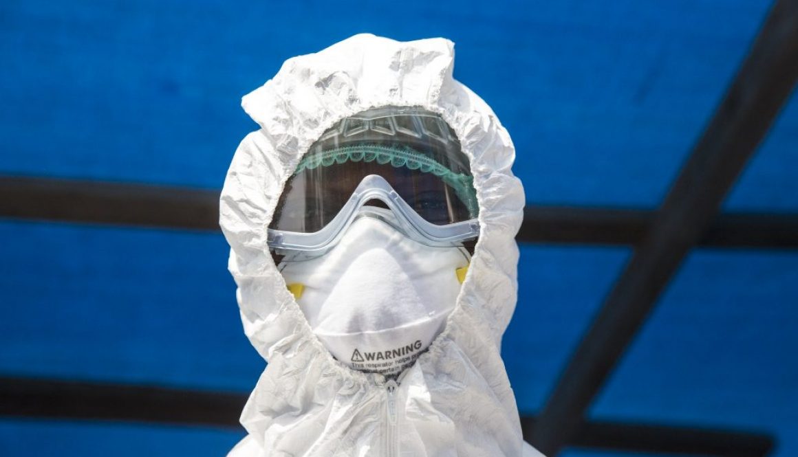 Health Worker in PPE at Ebola Isolation Ward in Kabala Sierra Leone