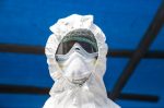 Health Worker in PPE at Ebola Isolation Ward in Kabala Sierra Leone