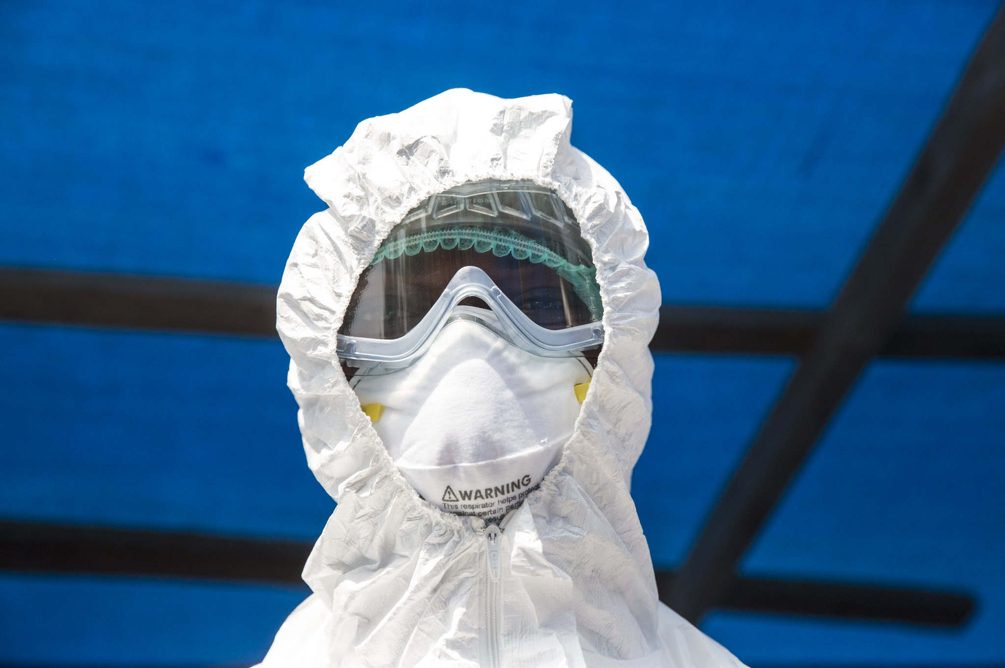 Health Worker in PPE at Ebola Isolation Ward in Kabala Sierra Leone