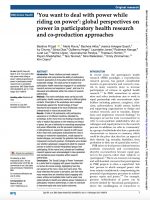 ‘You want to deal with power while riding on power’: global perspectives on power in participatory health research and co-production approaches