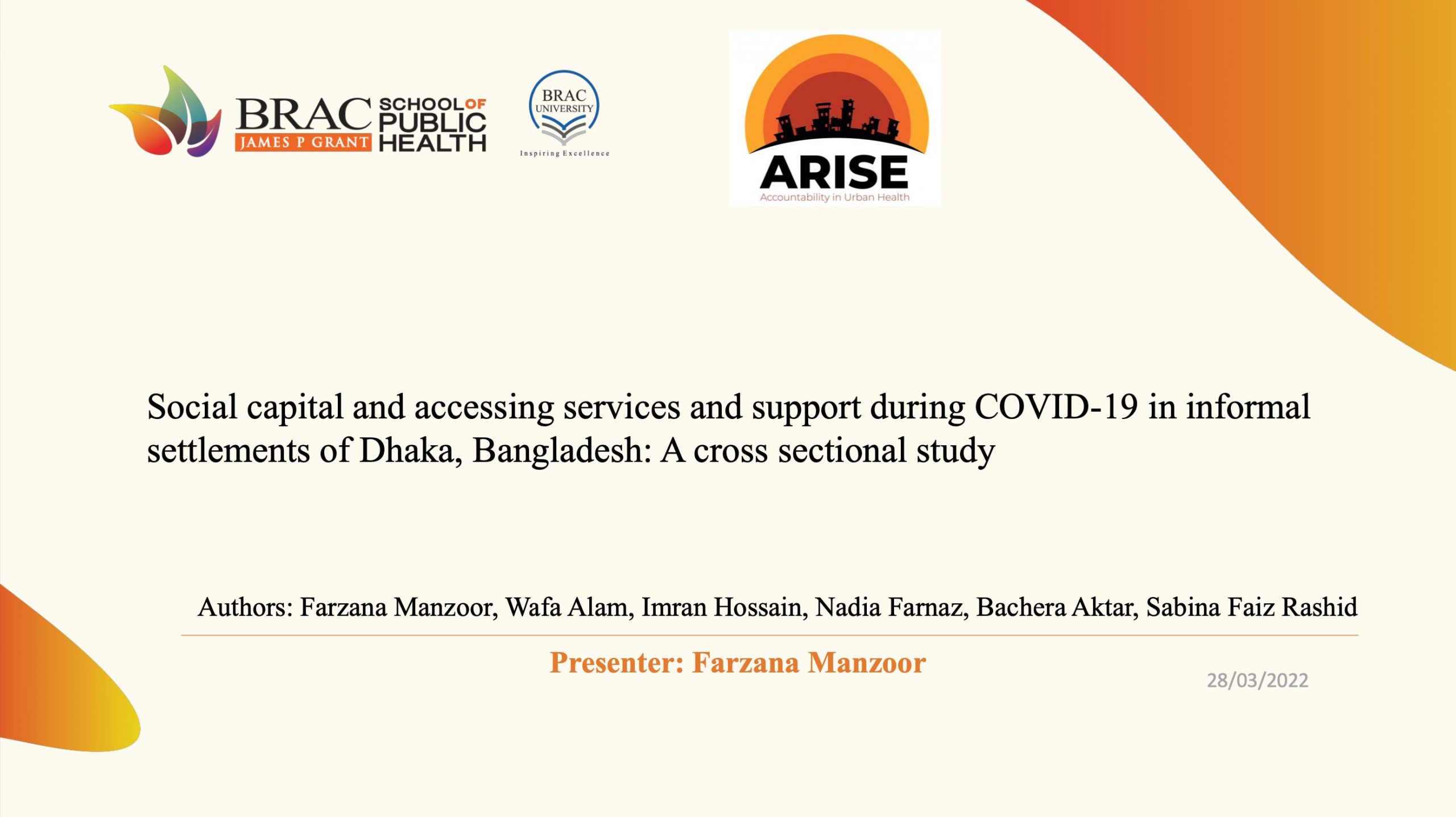 Social capital and accessing services and support during COVID-19 in informal settlements of Dhaka, Bangladesh: A cross sectional study