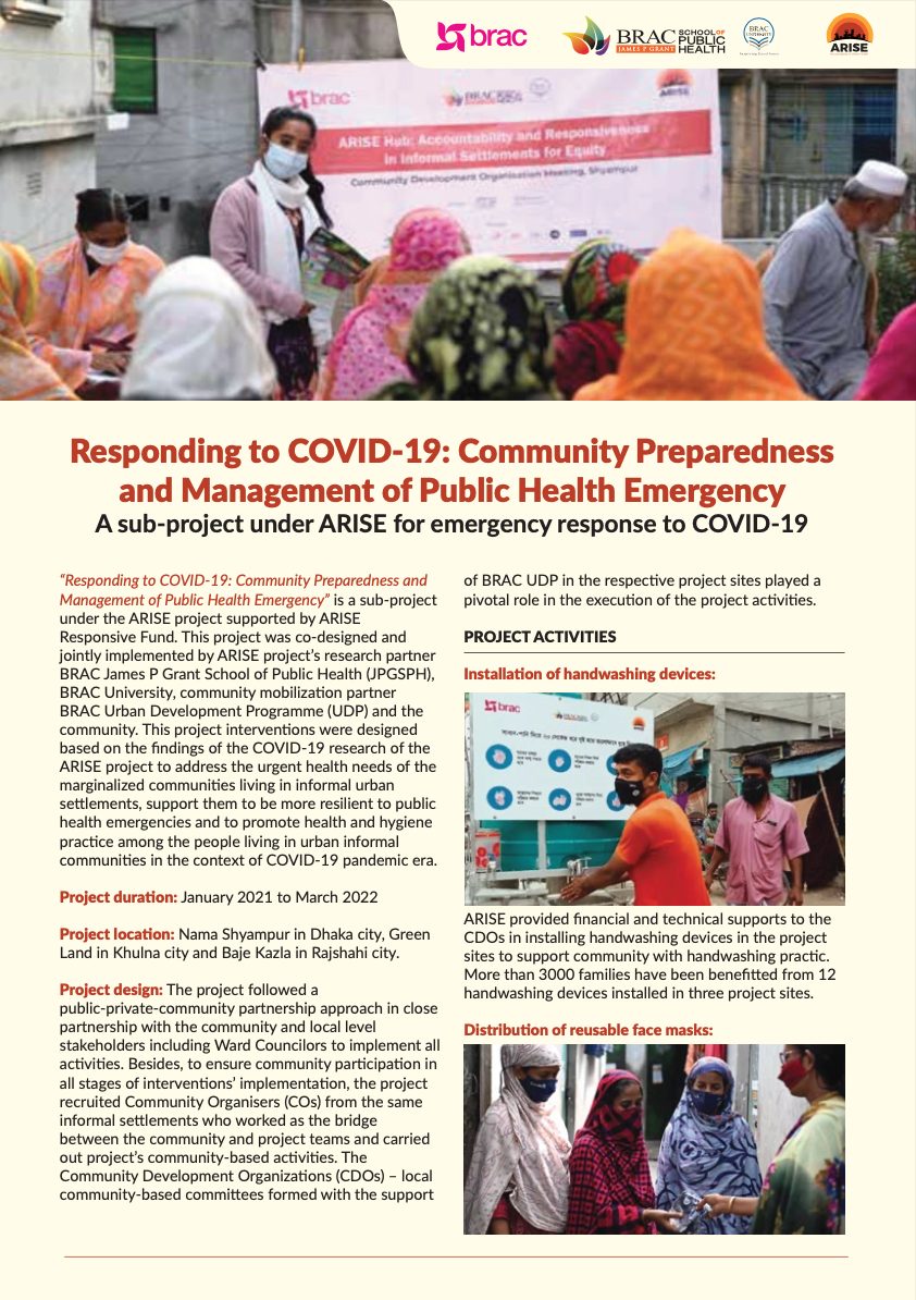 Responding to COVID-19: Community Preparedness and Management of Public Health Emergency