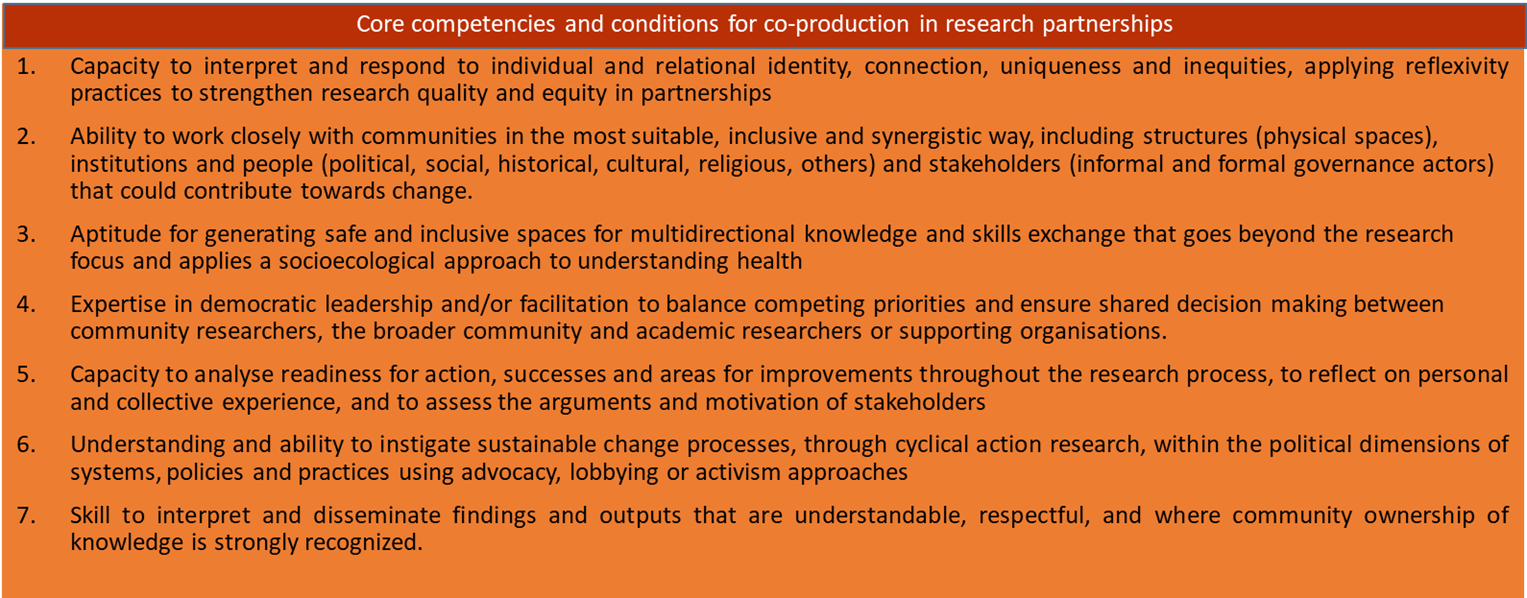 Table of competencies