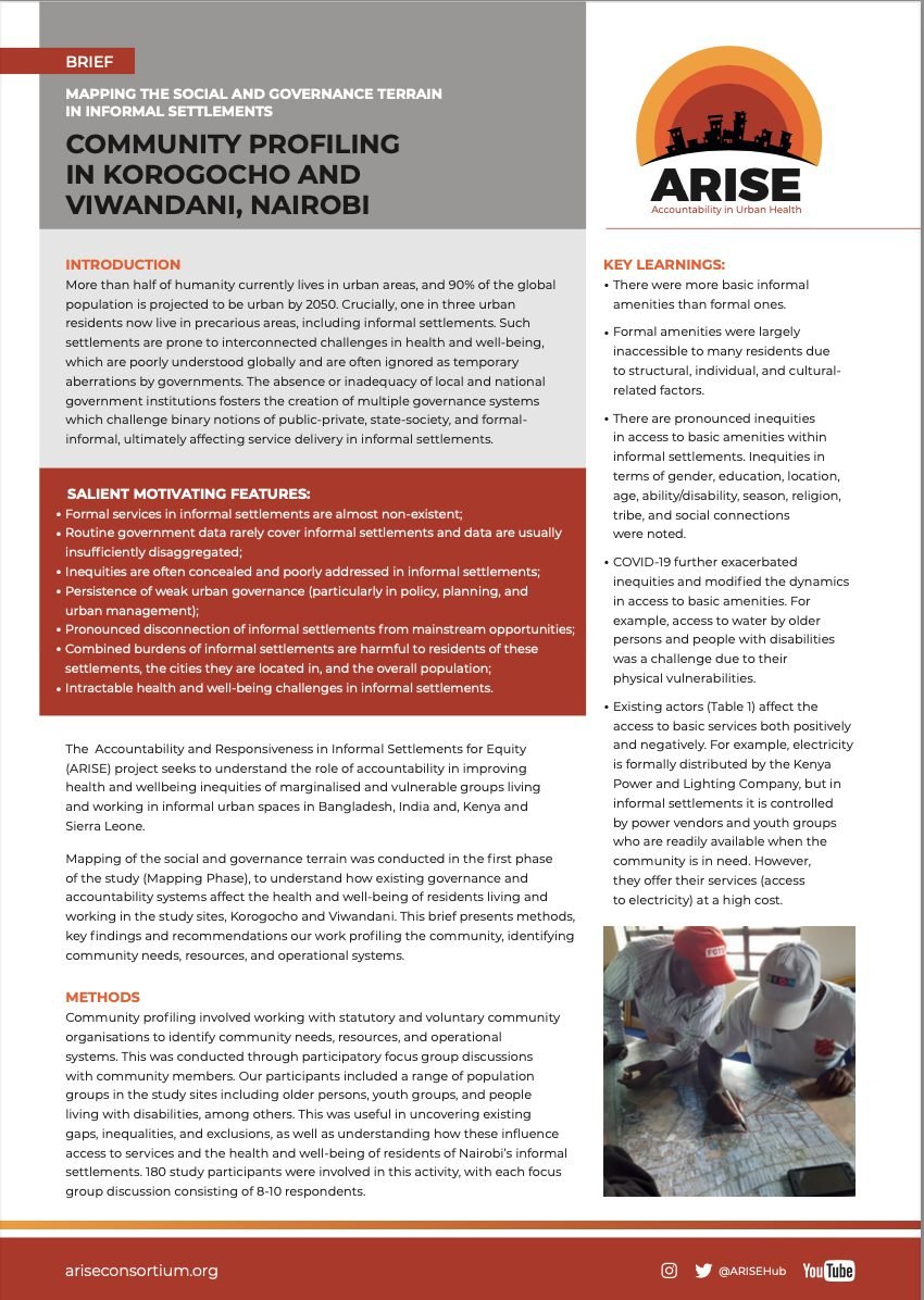 Community profiling in Korogocho and Viwandani, Nairobi - Arise