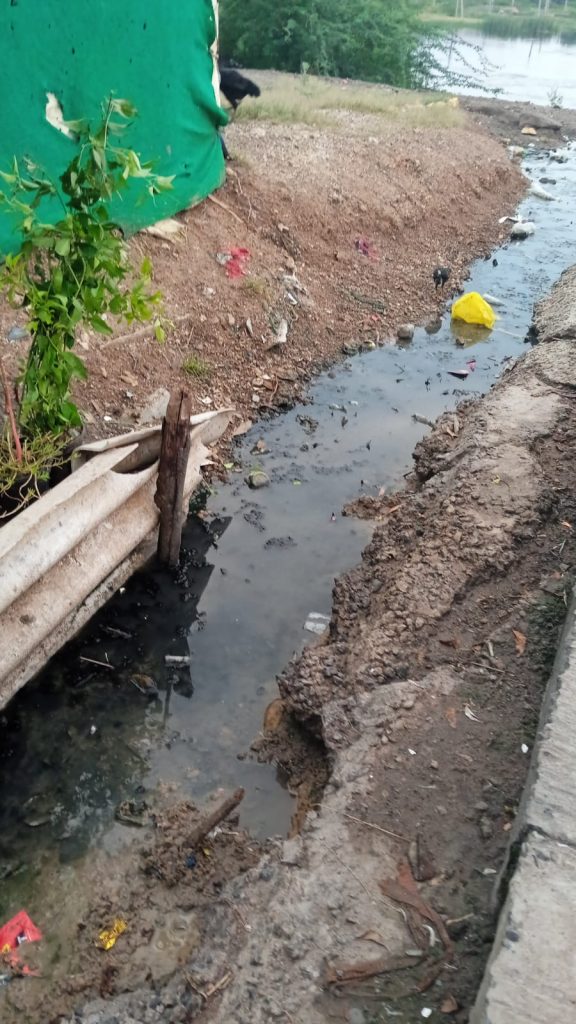 Drainage flowing into pond